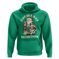 Funny Xmas On The Farm Hoodie Christmas Farmer Santa Claus Livestock - Wonder Print Shop