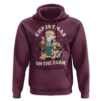 Funny Xmas On The Farm Hoodie Christmas Farmer Santa Claus Livestock - Wonder Print Shop