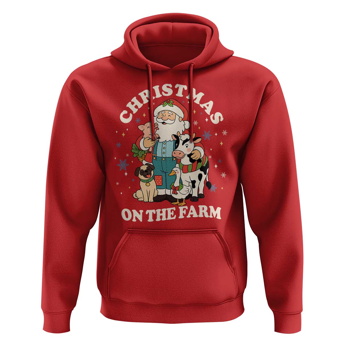 Funny Xmas On The Farm Hoodie Christmas Farmer Santa Claus Livestock - Wonder Print Shop
