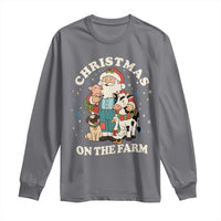 Funny Xmas On The Farm Long Sleeve Shirt Christmas Farmer Santa Claus Livestock - Wonder Print Shop