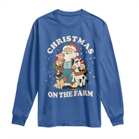 Funny Xmas On The Farm Long Sleeve Shirt Christmas Farmer Santa Claus Livestock - Wonder Print Shop