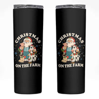 Funny Xmas On The Farm Skinny Tumbler Christmas Farmer Santa Claus Livestock - Wonder Print Shop