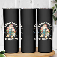 Funny Xmas On The Farm Skinny Tumbler Christmas Farmer Santa Claus Livestock - Wonder Print Shop