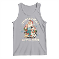 Funny Xmas On The Farm Tank Top Christmas Farmer Santa Claus Livestock - Wonder Print Shop