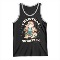Funny Xmas On The Farm Tank Top Christmas Farmer Santa Claus Livestock - Wonder Print Shop