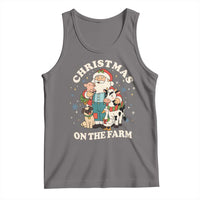 Funny Xmas On The Farm Tank Top Christmas Farmer Santa Claus Livestock - Wonder Print Shop
