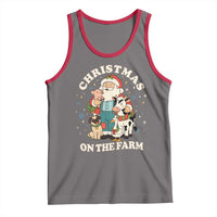 Funny Xmas On The Farm Tank Top Christmas Farmer Santa Claus Livestock - Wonder Print Shop