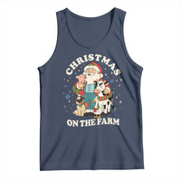 Funny Xmas On The Farm Tank Top Christmas Farmer Santa Claus Livestock - Wonder Print Shop