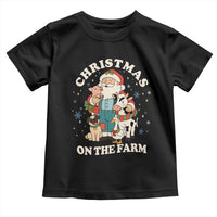 Funny Xmas On The Farm Toddler T Shirt Christmas Farmer Santa Claus Livestock - Wonder Print Shop