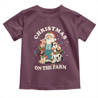 Funny Xmas On The Farm Toddler T Shirt Christmas Farmer Santa Claus Livestock - Wonder Print Shop