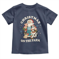 Funny Xmas On The Farm Toddler T Shirt Christmas Farmer Santa Claus Livestock - Wonder Print Shop