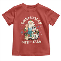 Funny Xmas On The Farm Toddler T Shirt Christmas Farmer Santa Claus Livestock - Wonder Print Shop