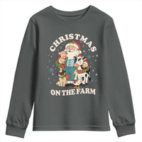 Funny Xmas On The Farm Youth Sweatshirt Christmas Farmer Santa Claus Livestock - Wonder Print Shop