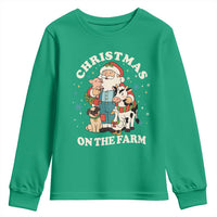 Funny Xmas On The Farm Youth Sweatshirt Christmas Farmer Santa Claus Livestock - Wonder Print Shop