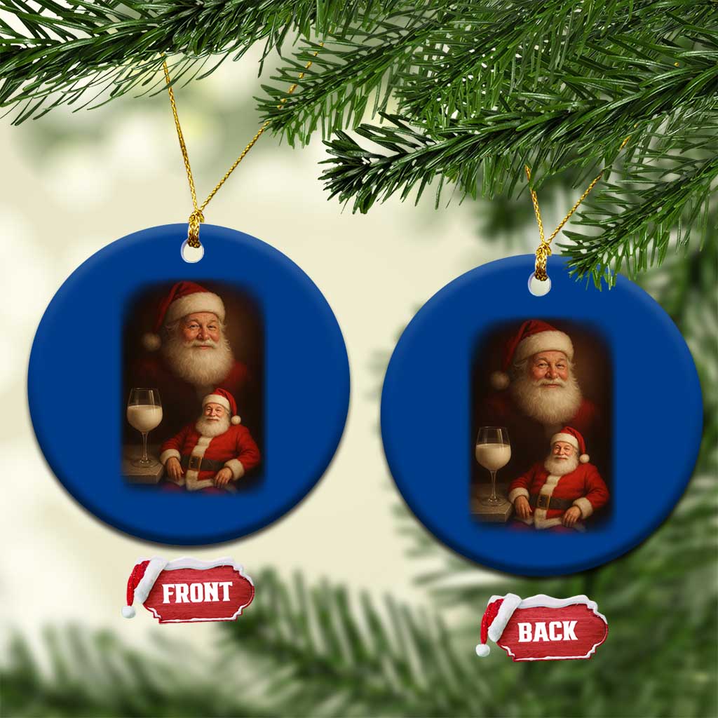 Funny Christmas Santa Drinking Milk Dank Meme Ceramic Ornament - Wonder Print Shop