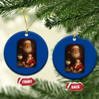 Funny Christmas Santa Drinking Milk Dank Meme Ceramic Ornament - Wonder Print Shop