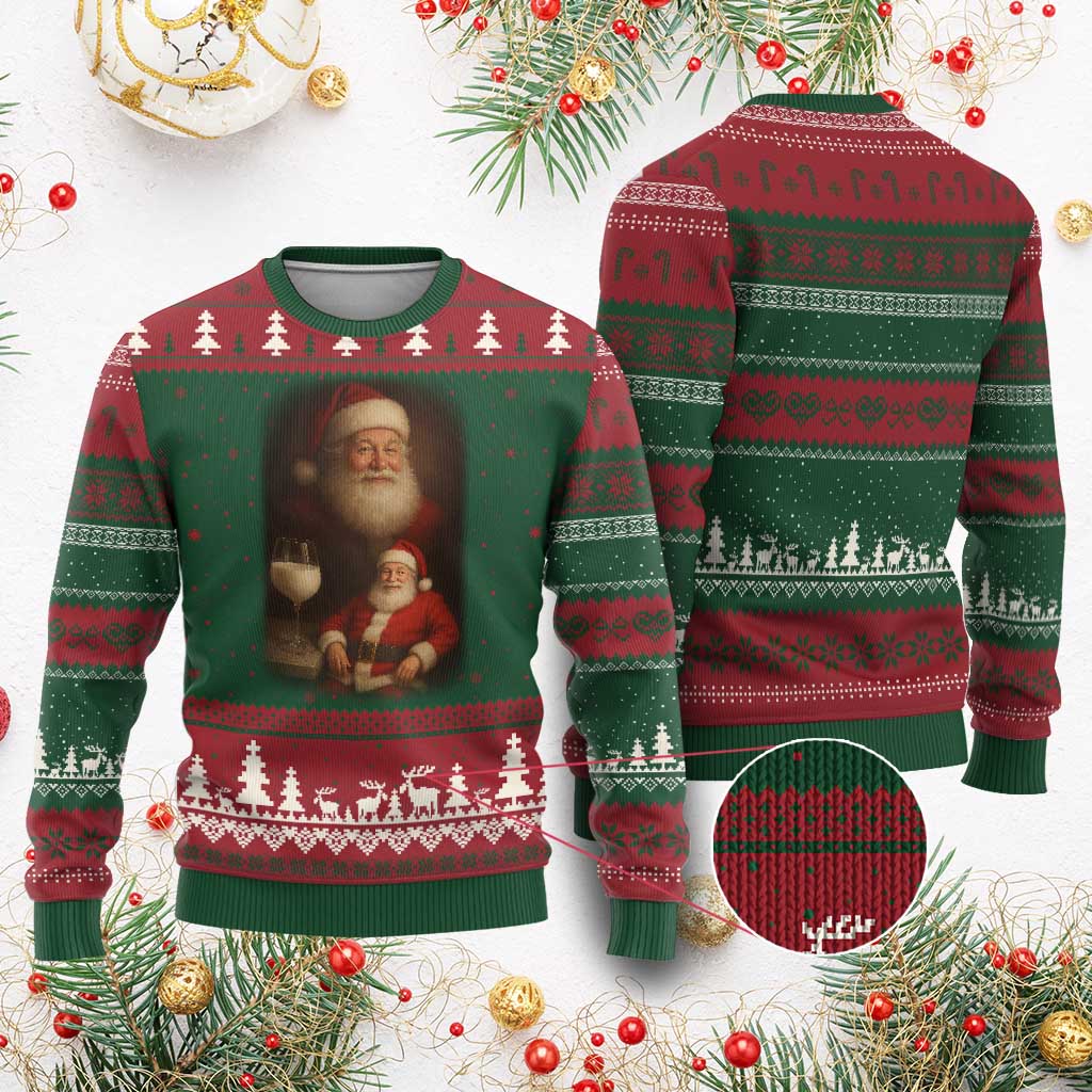 Funny Xmas Santa Drinking Milk Dank Meme Ugly Christmas Sweater - Wonder Print Shop