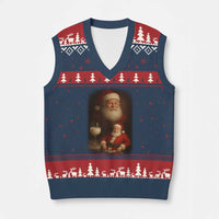 Funny Xmas Santa Drinking Milk Dank Meme V-Neck Knit Sweater Vest - Wonder Print Shop