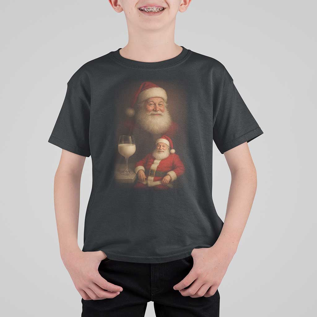 Funny Christmas Santa Drinking Milk Dank Meme T Shirt For Kid - Wonder Print Shop