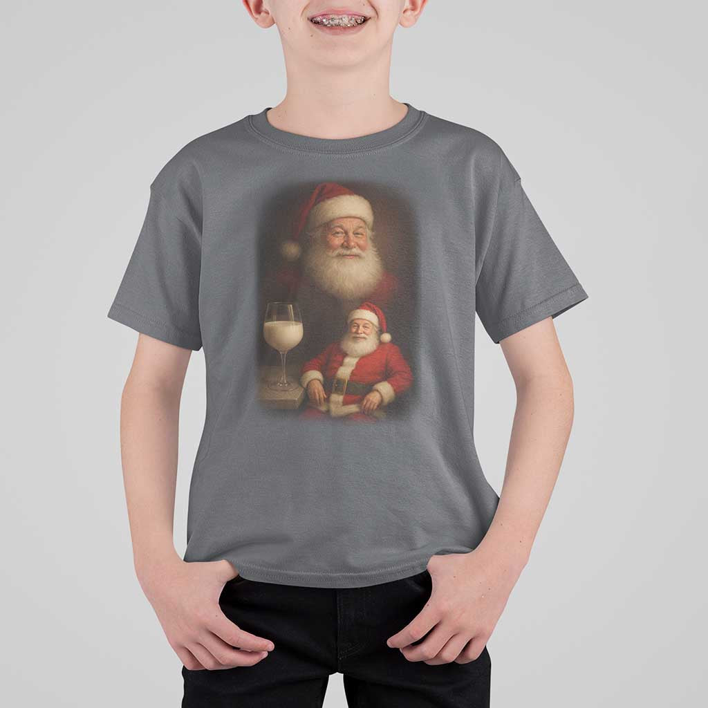 Funny Christmas Santa Drinking Milk Dank Meme T Shirt For Kid - Wonder Print Shop