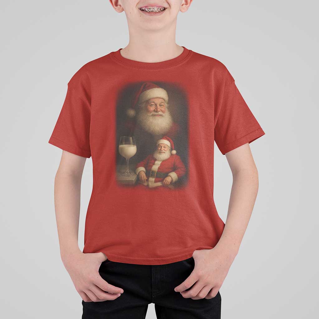 Funny Christmas Santa Drinking Milk Dank Meme T Shirt For Kid - Wonder Print Shop