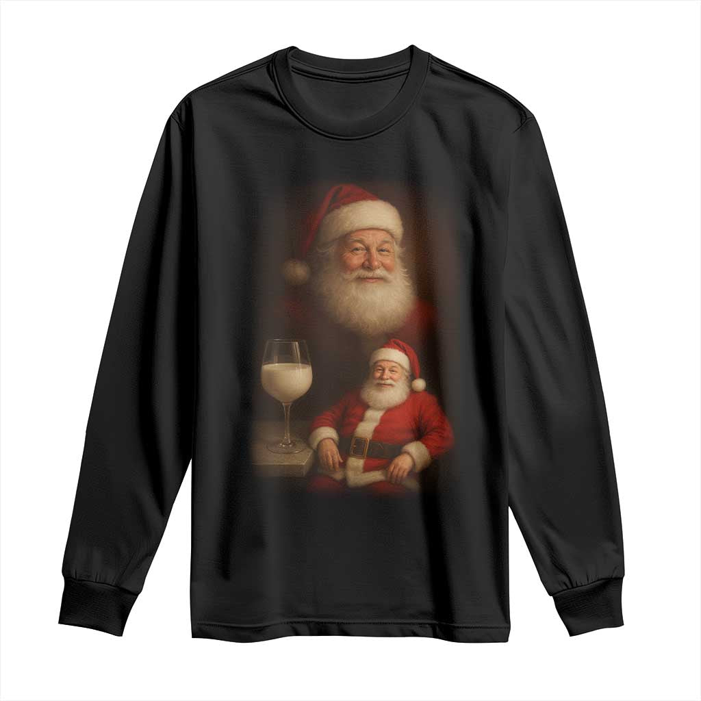 Funny Christmas Santa Drinking Milk Dank Meme Long Sleeve Shirt - Wonder Print Shop