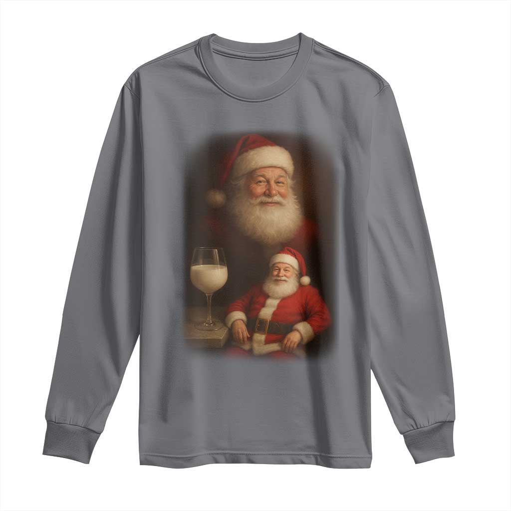 Funny Christmas Santa Drinking Milk Dank Meme Long Sleeve Shirt - Wonder Print Shop