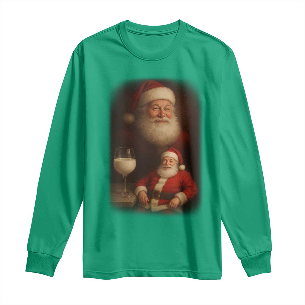 Funny Christmas Santa Drinking Milk Dank Meme Long Sleeve Shirt - Wonder Print Shop