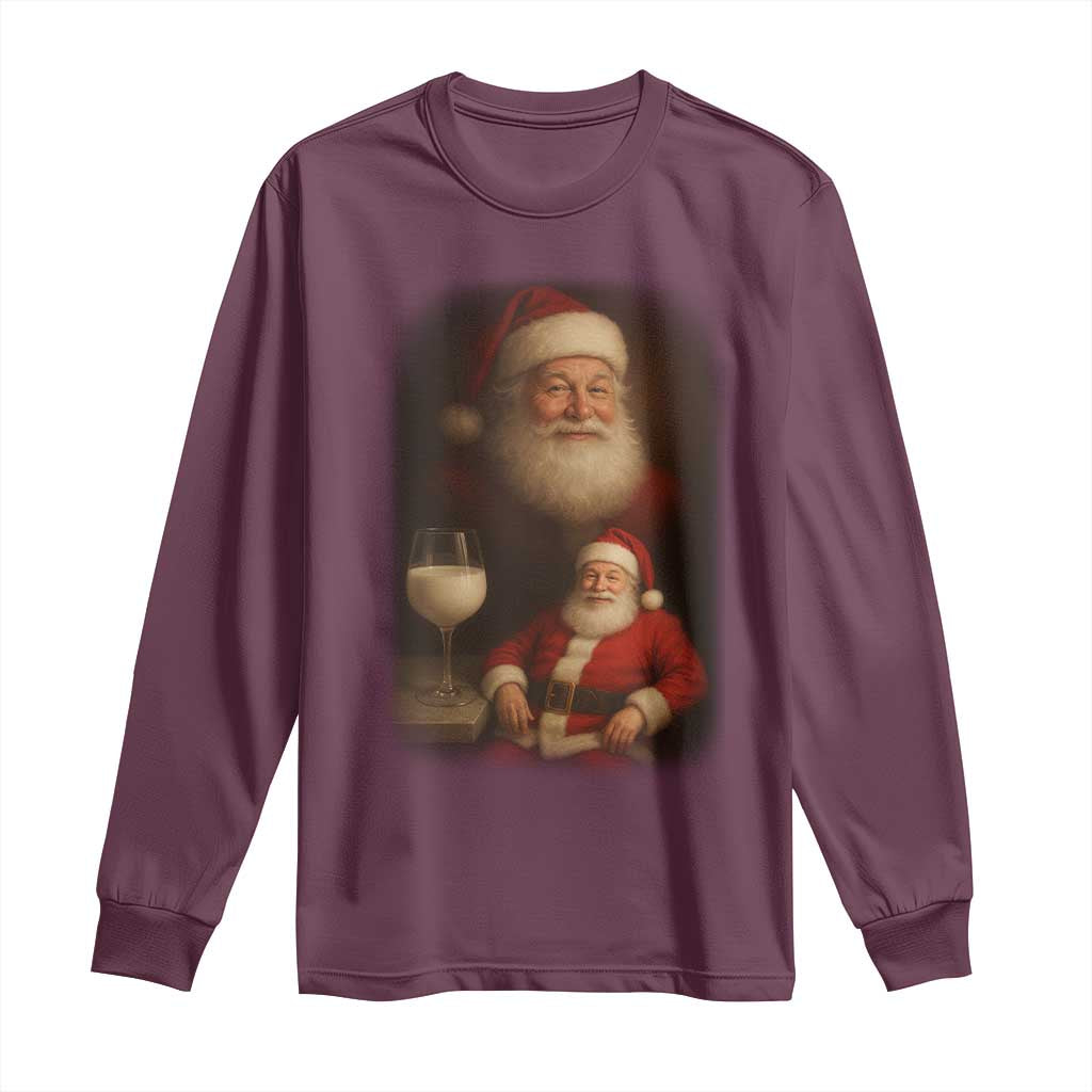 Funny Christmas Santa Drinking Milk Dank Meme Long Sleeve Shirt - Wonder Print Shop