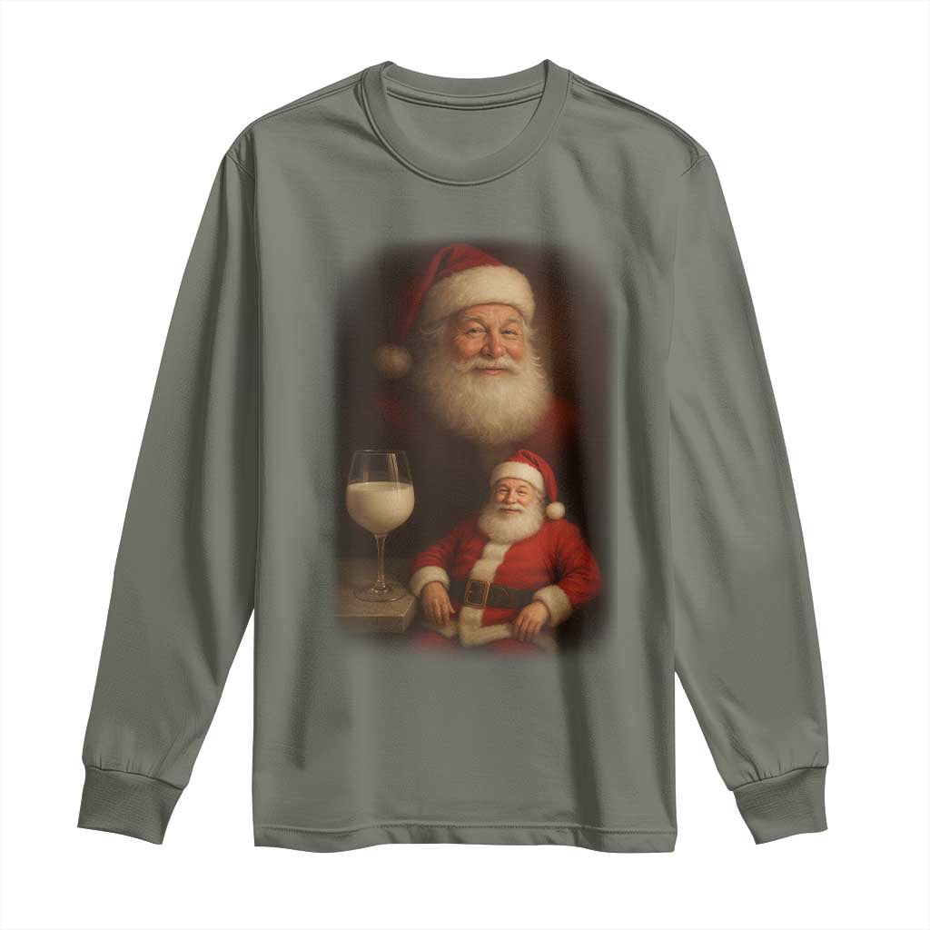Funny Christmas Santa Drinking Milk Dank Meme Long Sleeve Shirt - Wonder Print Shop
