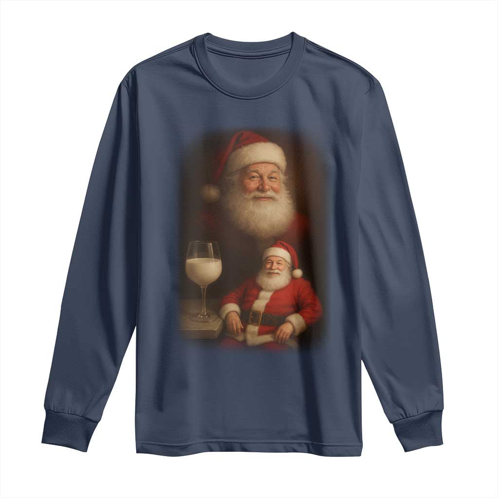 Funny Christmas Santa Drinking Milk Dank Meme Long Sleeve Shirt - Wonder Print Shop
