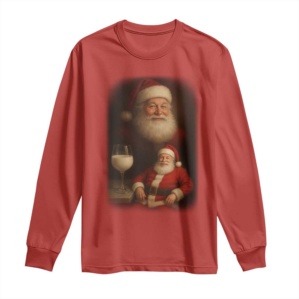 Funny Christmas Santa Drinking Milk Dank Meme Long Sleeve Shirt - Wonder Print Shop