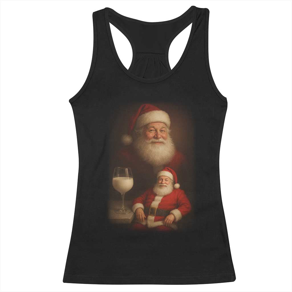 Funny Christmas Santa Drinking Milk Dank Meme Racerback Tank Top - Wonder Print Shop