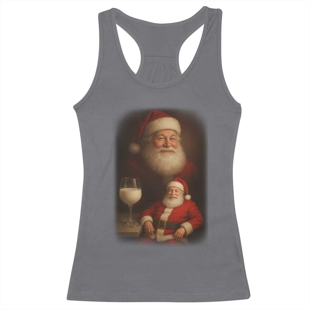 Funny Christmas Santa Drinking Milk Dank Meme Racerback Tank Top - Wonder Print Shop