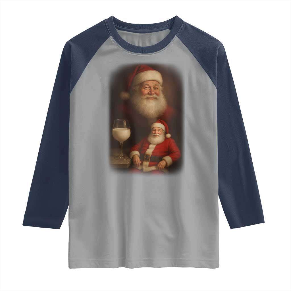 Funny Christmas Santa Drinking Milk Dank Meme Raglan Shirt - Wonder Print Shop