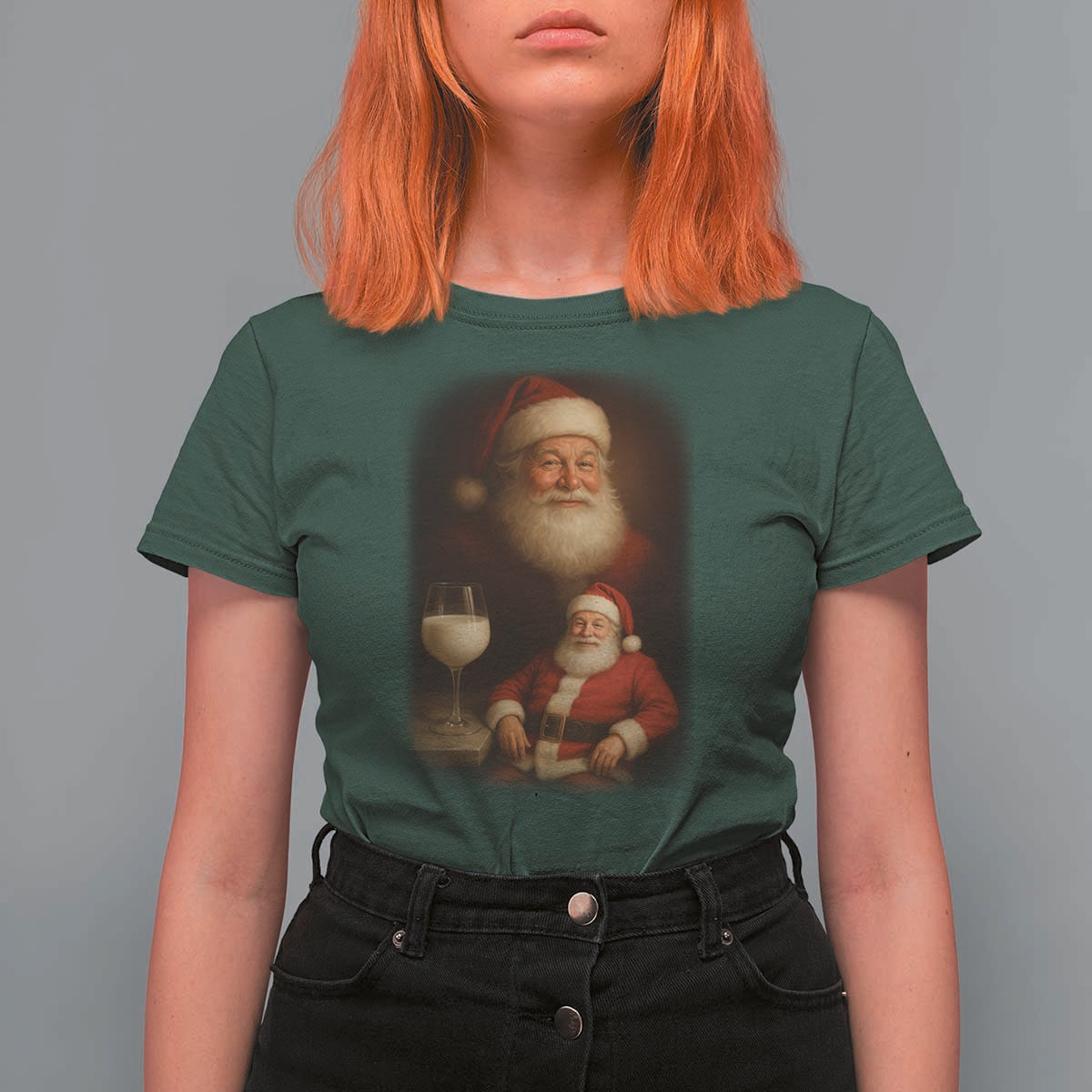 Funny Christmas Santa Drinking Milk Dank Meme T Shirt For Women - Wonder Print Shop