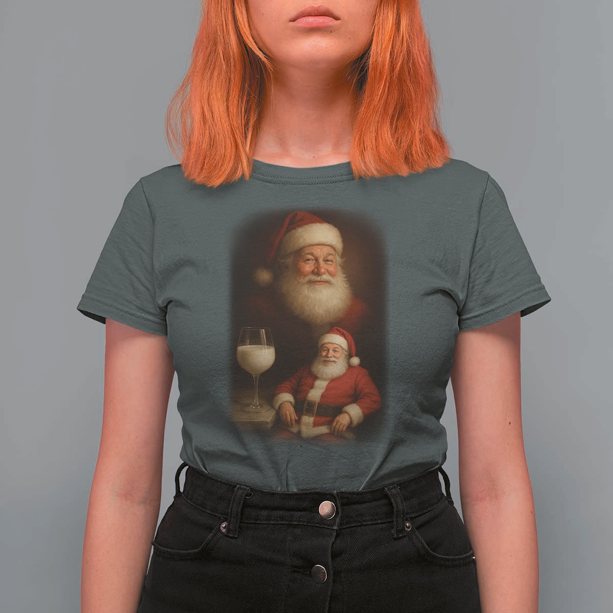 Funny Christmas Santa Drinking Milk Dank Meme T Shirt For Women - Wonder Print Shop
