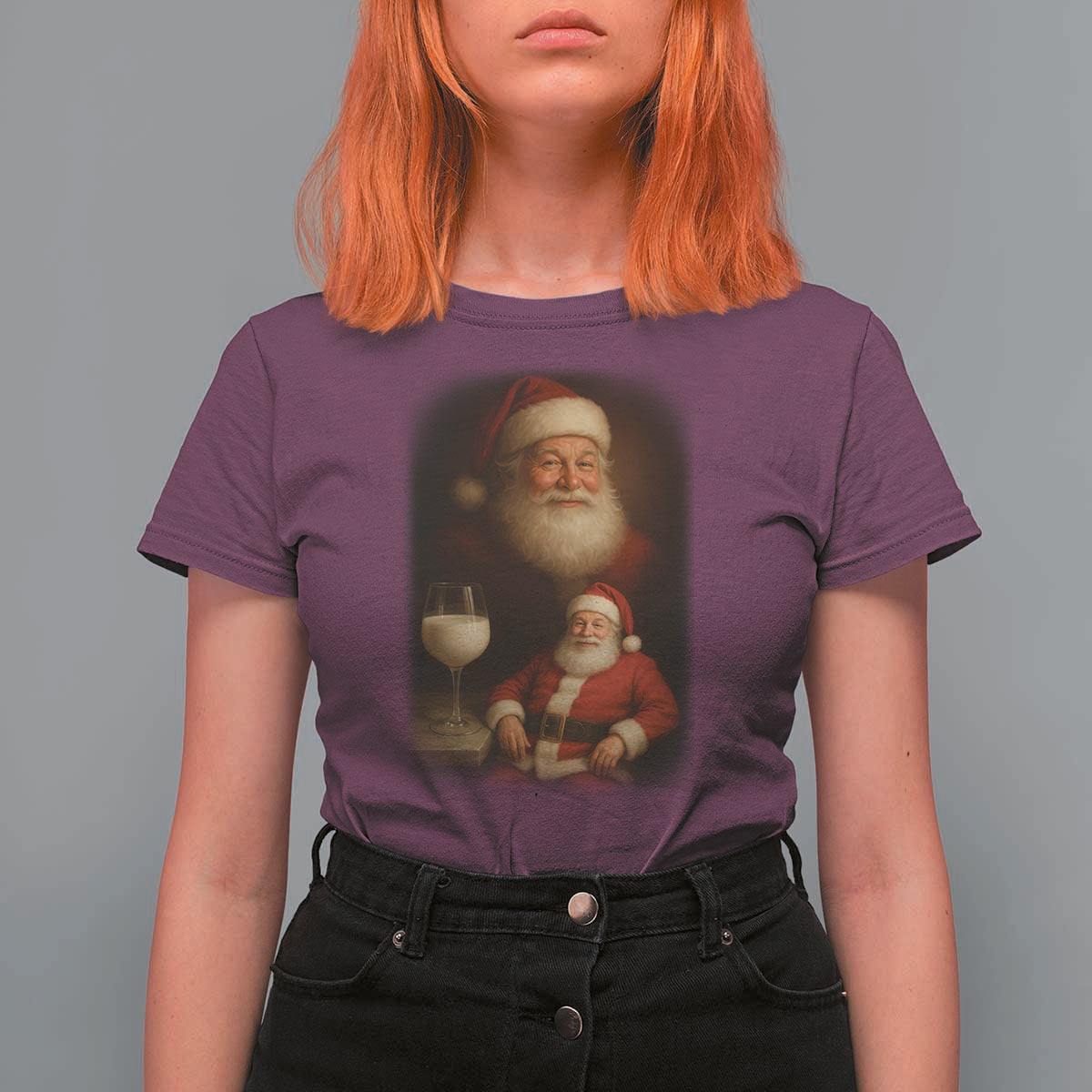 Funny Christmas Santa Drinking Milk Dank Meme T Shirt For Women - Wonder Print Shop