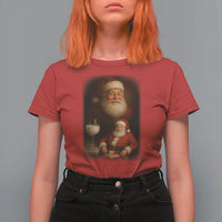 Funny Christmas Santa Drinking Milk Dank Meme T Shirt For Women - Wonder Print Shop