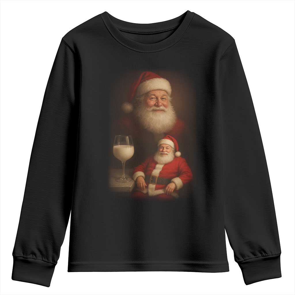 Funny Christmas Santa Drinking Milk Dank Meme Youth Sweatshirt - Wonder Print Shop