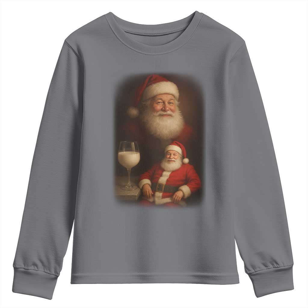 Funny Christmas Santa Drinking Milk Dank Meme Youth Sweatshirt - Wonder Print Shop