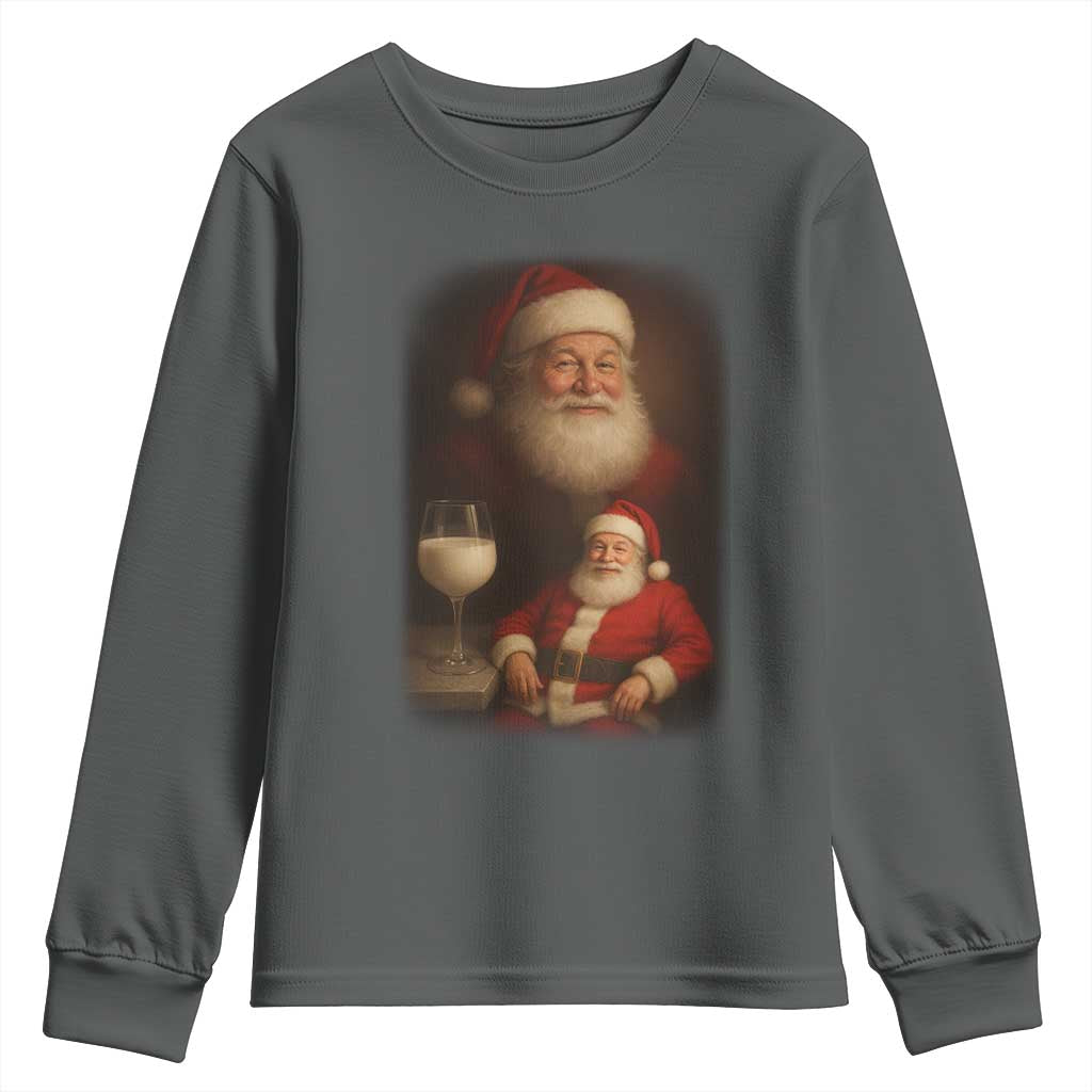 Funny Christmas Santa Drinking Milk Dank Meme Youth Sweatshirt - Wonder Print Shop