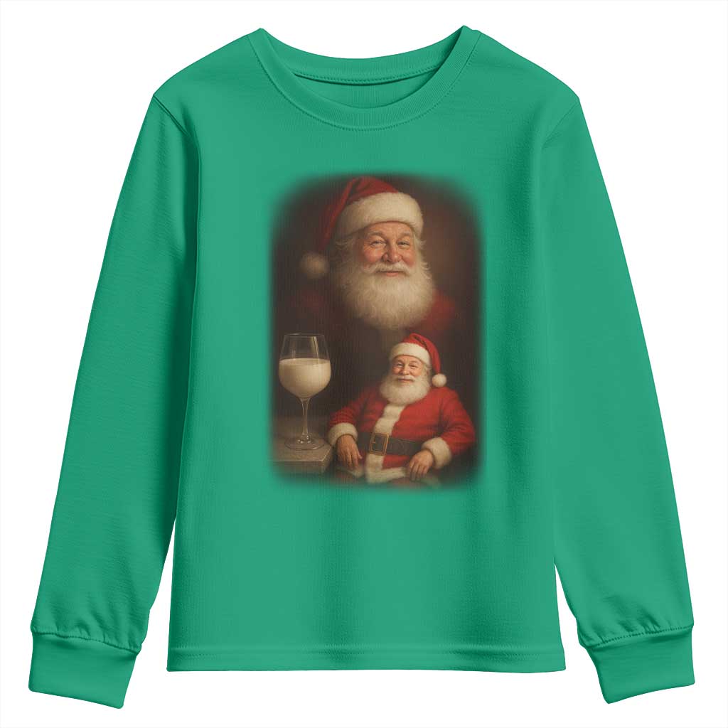 Funny Christmas Santa Drinking Milk Dank Meme Youth Sweatshirt - Wonder Print Shop
