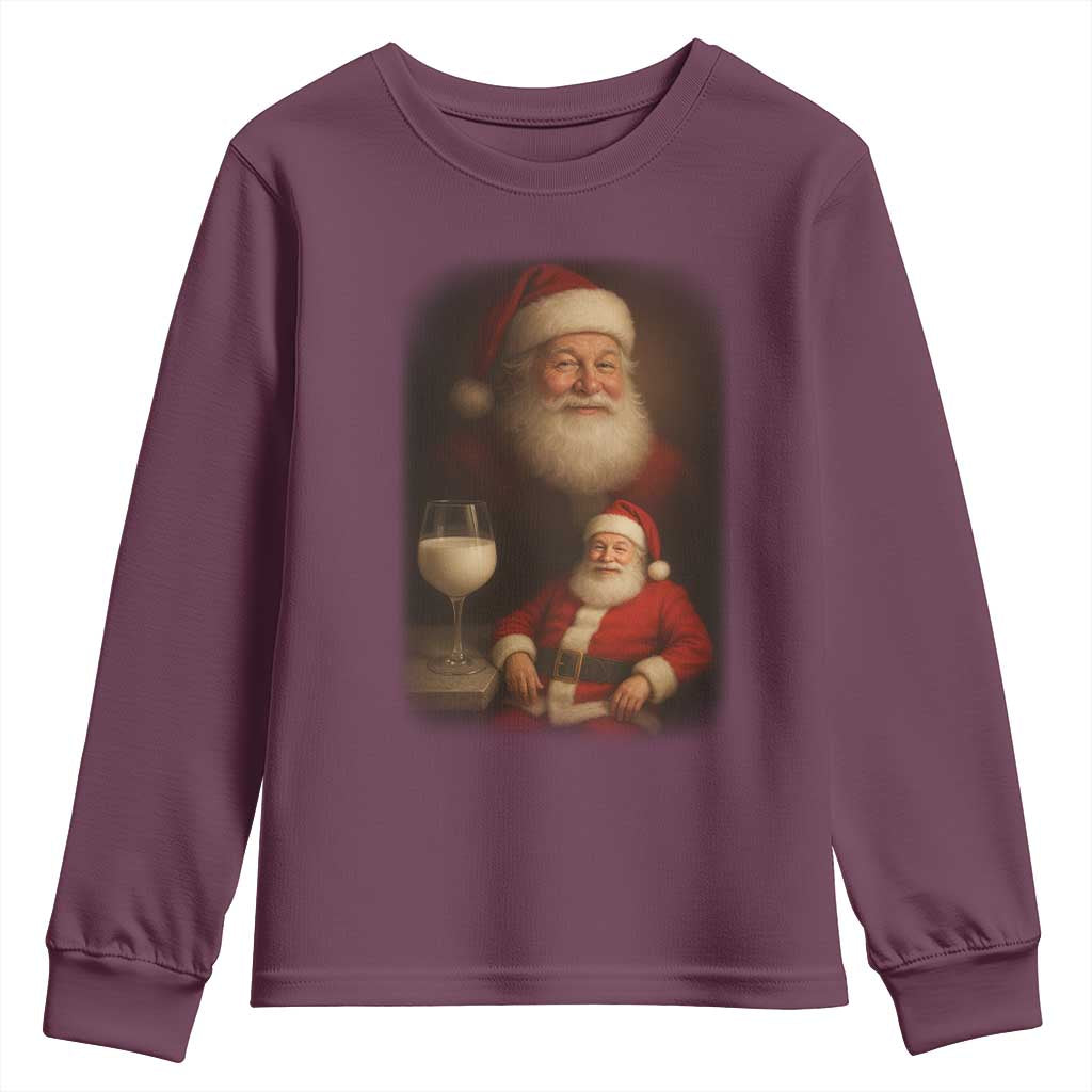 Funny Christmas Santa Drinking Milk Dank Meme Youth Sweatshirt - Wonder Print Shop