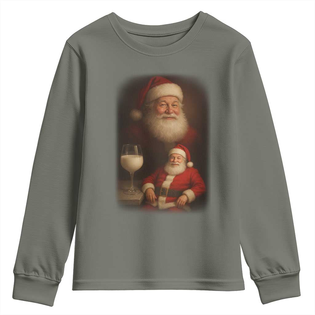 Funny Christmas Santa Drinking Milk Dank Meme Youth Sweatshirt - Wonder Print Shop