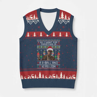 Funny Xmas Billy Meme V-Neck Knit Sweater Vest All I Want For Christmas Is A 8 Ball And 2 Million Dollars - Wonder Print Shop