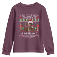 Funny Christmas Billy Meme Youth Sweatshirt All I Want For Christmas Is A 8 Ball And 2 Million Dollars - Wonder Print Shop