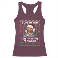 Funny Christmas Jeffrey Dahmer Racerback Tank Top I Like My Men Like My Coffee Ground Up Serial Killer - Wonder Print Shop