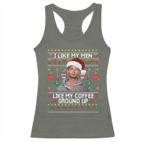 Funny Christmas Jeffrey Dahmer Racerback Tank Top I Like My Men Like My Coffee Ground Up Serial Killer - Wonder Print Shop