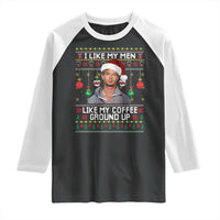 Funny Christmas Jeffrey Dahmer Raglan Shirt I Like My Men Like My Coffee Ground Up Serial Killer - Wonder Print Shop